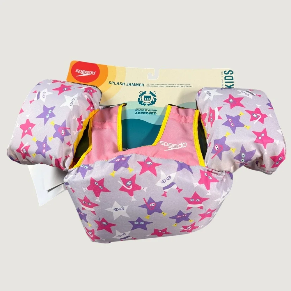 Speedo Kids Splash Jammer Life Jacket PFD Pink Purple Star 33-55lb USCG Approved